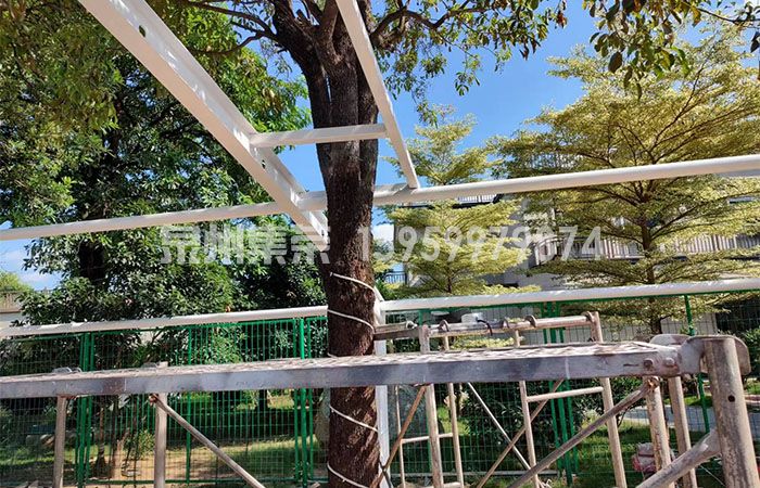 户外张拉膜停车棚整体造型展示