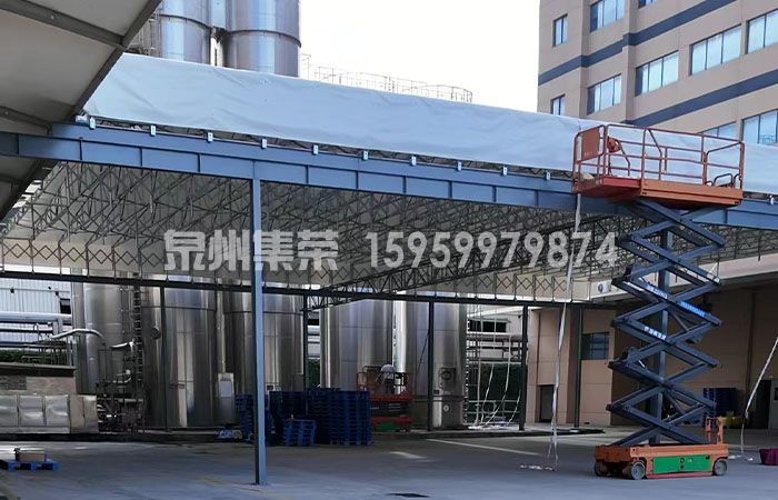 厂区大型电动轨道推拉雨棚整体外景