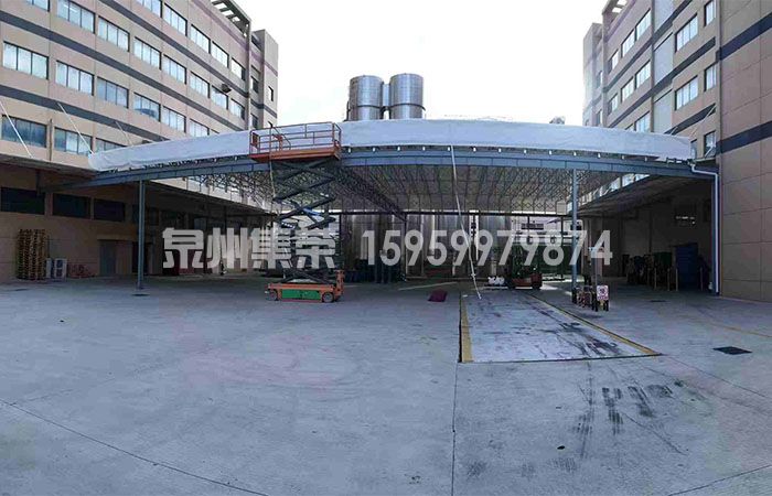 厂房装卸区电动推拉棚完工全景