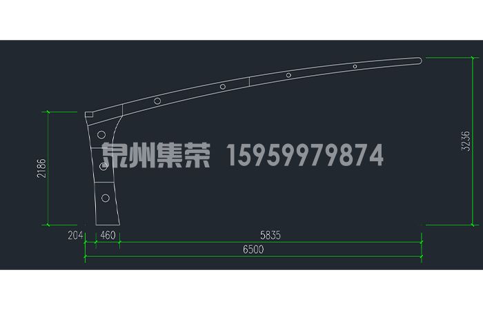 福建厂区7字形带水槽膜结构停车棚cad展示图