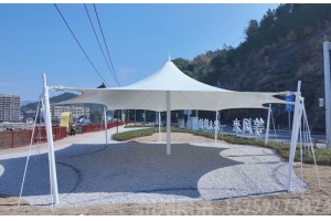 宁德霞浦公园景观膜结构工程｜110㎡张拉景观棚落地案例