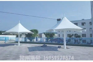 泉州惠安东周中学｜57㎡双顶伞式景观张拉膜完工案例