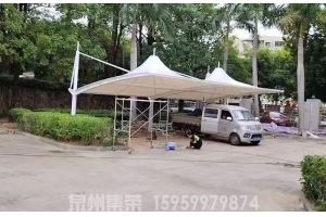 泉州泉港海关双尖顶景观膜结构停车棚工程案例
