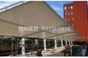 晋江东石小学膜结构停车棚完工案例，252㎡校园遮阳棚实地实拍